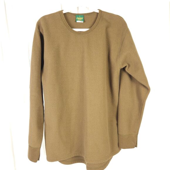 VTG Cabela's Mens Large Brown Pullover Long Sleeve Fleece Sweater Sweatshirt USA - Picture 1 of 7